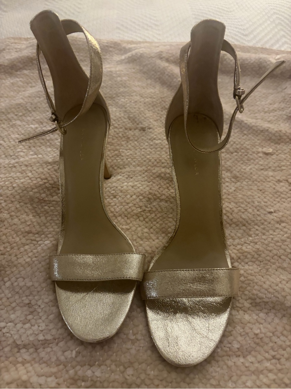 Ann Taylor Gold Ankle-Strap Stiletto Sandals - Women sz 9